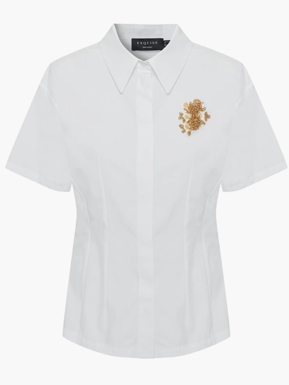 New Anthropologie Exquise Tobie Mary Cotton Poplin Beaded Blouse Top S $190